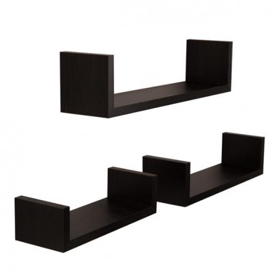 Set of 3 u shaped floating wall shelves