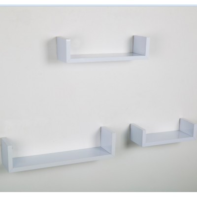 wall set of 3 u shaped floating wall shelves