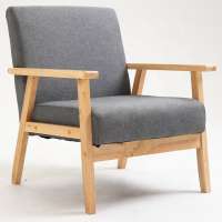 Simple Style Linen Fabric Wooden Arm Chair for Wholesale Home Furniture